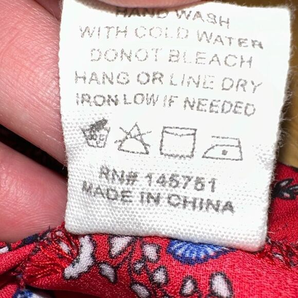 Altar’d State Red Boho Bandana Bell Sleeve Blouse Womens Small Preppy Chic - Picture 11 of 11